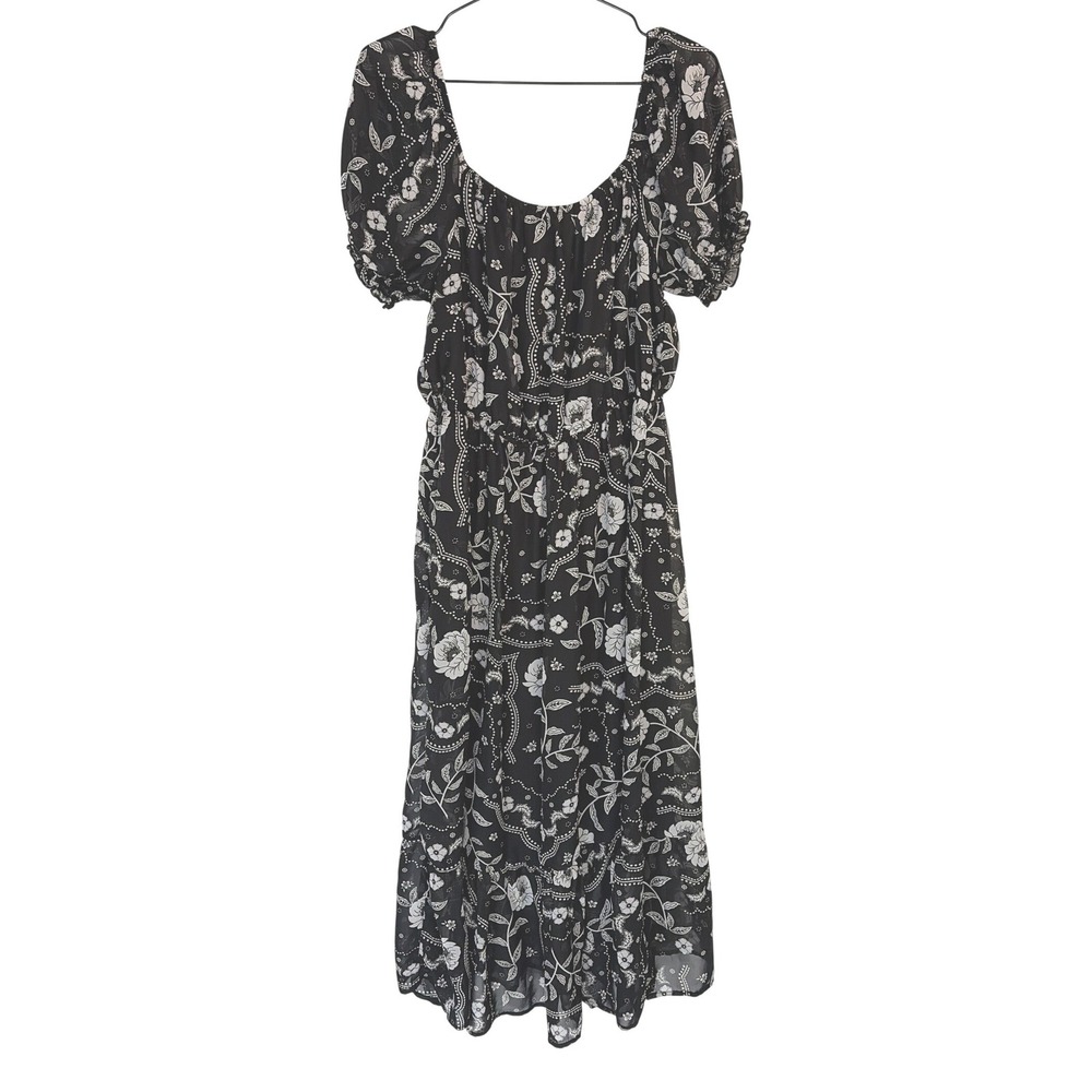 Womens Tiered Peasant Cottagecore Midi Dress Floral Paisley XXL Boho - Picture 5 of 9